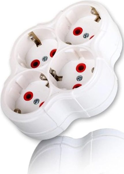 Fetih 101-04 4 Lü Topraklı Golyat Grup Fiş-Priz (Papatya Model) 1410