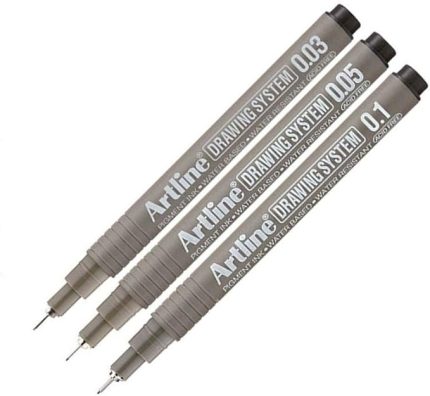 Çizim Kalemi 0.03-0.05 - 0.1 Mm Siyah 3 Lü Set Artline Drawing Teknik Çizim Kalemi