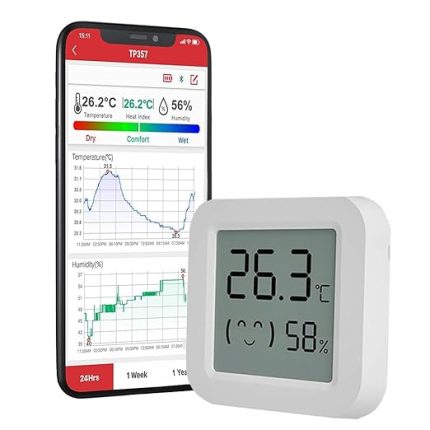 Isı Ve Nem Ölçer Termometre Bluetoooth Bağlantılı Dijital Termometre LCD Ekranlı Isı Nem Ölçer, iOS/Android ile uyumlu,çucuk,bebek,ev vs. için, beyaz