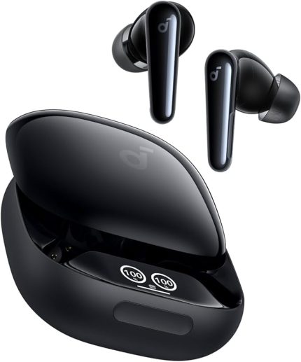 by Anker Liberty 4 Pro, Bluetooth 5.4, IPX5 Suya Dayanıklı, Aktif Gürültü Önleme (ANC), TWS, Tek Şarjla 10 Saat Pil Ömrü, Parlak Siyah