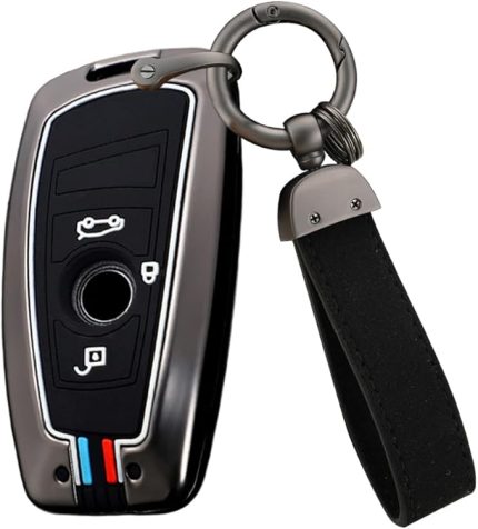 Araba anahtarı kılıfı, BMW F20 F30 G20 F31 F34 F10 G30 F11 X3 F25 X4 I3 M3 M4 1'li 3'lü 5'li anahtar kılıfı koruyucu kılıf metal anahtarlık anahtar kılıfı kapak aksesuar 3 tuşlu siyah