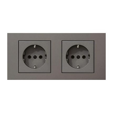 Grano Antrasit 2'li Set Topraklı Priz + Topraklı Priz