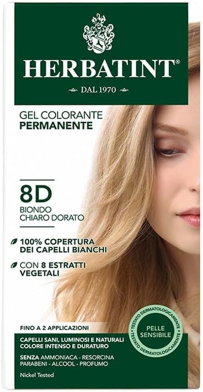 8D Blond Clair Dore Açık Altın Sarısı Saç Boyası, 135 Ml