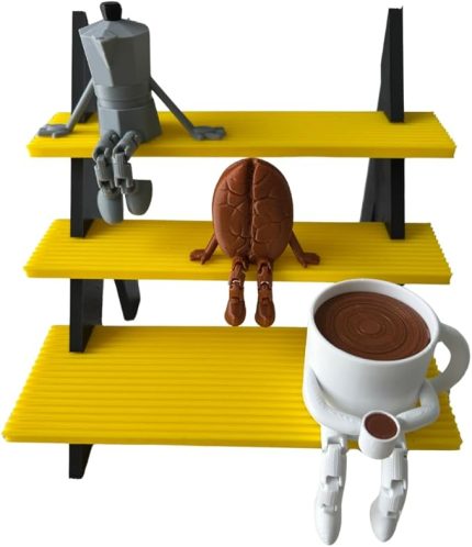 Dekoratif Biblo Seti, 3 Parça, Moka Pot, Kahve Çekirdeği ve Fincan, Masaüstü Süs