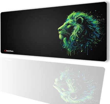 UltraGrand Siyah ve Neon Yeşili Aslan Dikişsiz Xxl Gaming Oyuncu Masaüstü Klavye Mouse Pad 40x90Cm