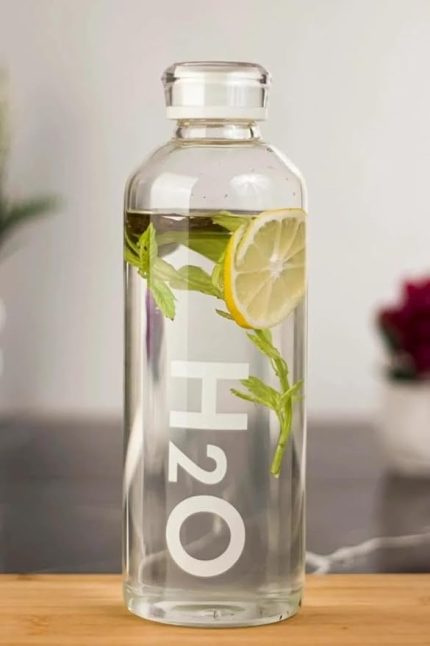 Borosilikat Cam Matara 1L Vakum Kapaklı Su Şişesi Suluk 1000 Ml