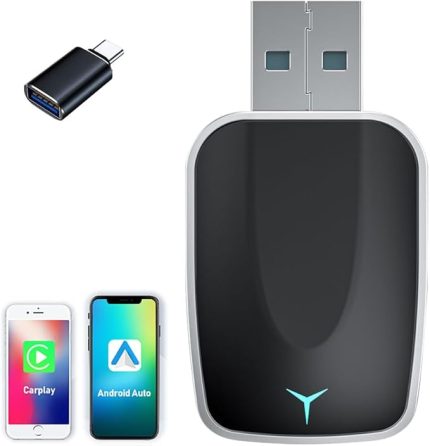Kablosuz Carplay adaptörü, 2'si 1 arada kablosuz Android araç ve araba oynatma adaptörü, tak ve çalıştır, Android araç kablosuz adaptörü, iOS 10+ ve Android 11+ destekler, sağlam bağlantı