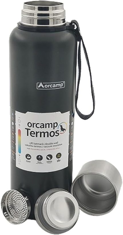Çift Katmanli%100 304 Kalite Çelik Vakumlu Termos 1000Ml, Dayanıklı Kamp Ekipmanları, Kamp Aksesuarları, Açık Hava Sporları, Doğa Sporları