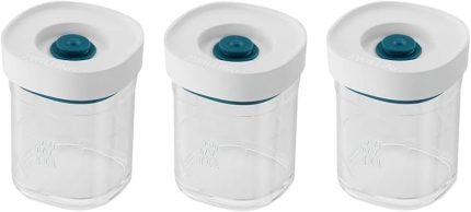 Fresh & Save Cube Vakumlu Saklama Kabı Set, XS, 3 Parça, Şeffaf Akdeniz Mavisi