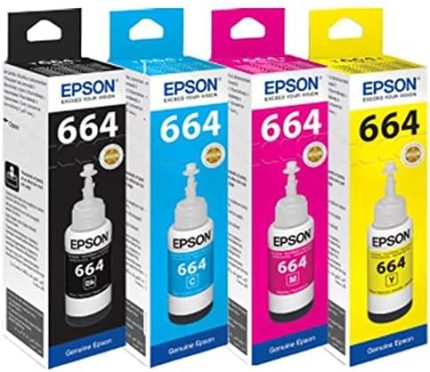 EcoTank L110 Orijinal Siyah + Sarı + Mavi + Kırmızı 4 Renk set Ekonomik Yazıcı Mürekkep Kartuş İade Garantili Ücretsiz Kargo