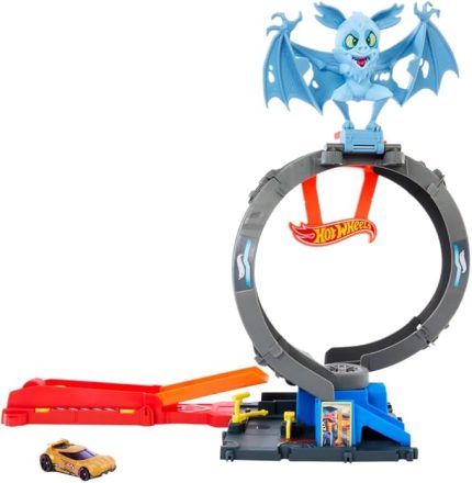 Wheels Bat Döngü Saldırı Oyun Seti Hot Wheels Bat Döngü Saldırı Oyun Seti ve 1:64 ölçekli oyuncak araba HTN78