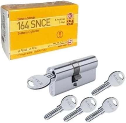 Kale Kilit 164 SNCE Barel 68mm 5 Anahtarlı Kapı Kilidi Göbeği (Nikel, 68MM)