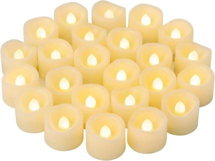 CHOICE 24 adet LED tealight mum, pilli, sıcak beyaz, elektrikli LED alevsiz, adak mumları, titreyen alevli, LED tealight mum, dış mekan, parti, bahçe, cadılar bayramı, Noel, düğün dekorasyonu için