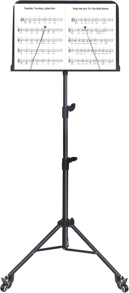 Tekerlekli Nota Sehpası Taşınabilir Çift Klips Tutuculu Taşıması ve Kullanımı Kolay Boyu Ayarlanabilir 403-T1019