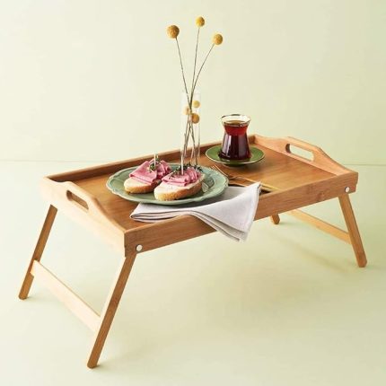 Katlanır Ayaklı Bambu Yatak Keyif Servis Tepsisi, Ahşap Yatak Tepsisi - Rahatlık ve Şıklık: Katlanır Ayaklı Bambu Yatak Keyif Servis Tepsisi - Ahşap Yatak Tepsisi