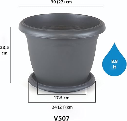 V507 Villa Saksı Set No: 7 8,8 Litre, 31 Cm, Antrasit - Görsel 2