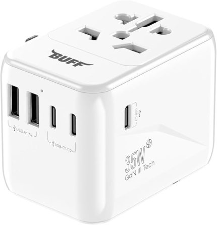 LABS BL80 Universal Seyehat Şarj Adaptörü 35W GAN Çoklu Priz Dönüştürücü (Beyaz)