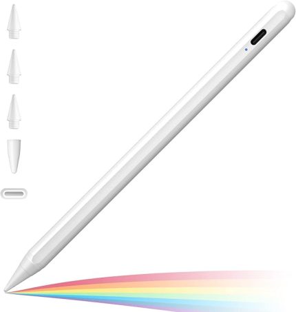 iPad(2018-2024) için Stylus Kalem,iPad Pro 11/13 inç M4,iPad Air 11/13 inç M2,iPad 10/9/8/7/6,iPad Air 5/4/3,iPad Pro 11/12.9",iPad Mini 6/5 için Eğim Sensörlü Avuç İçi Reddi Aktif Stylus Kalem