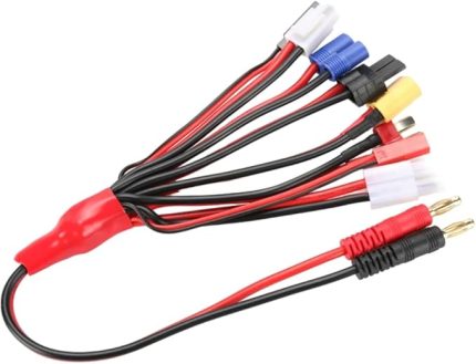 1 Arada Lipo Pil Şarj Kablosu, 4mm Banana Plug - T-Dean + XT60 Plug + EC3 Plug + Futaba + JST Plug + Tamiya + TRX + IMAX B6 Şarj Cihazı için İki DIY Çıplak Tel Set Kiti Çoklu Şarj Kabloları
