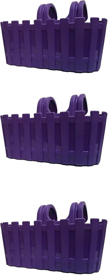 Akasya Çift Askılı Saksı, 30 cm Çit Balkon Saksı (Mor)