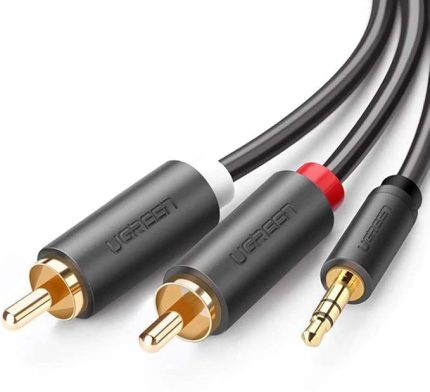 3.5mm AUX RCA Ses Kablosu, 1 Metre, Antrasit