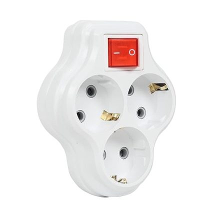 3lü Anahtarlı Golyat, Üçlü Topraklı Priz Duvar Tipi Çoklayıcı Fiş, 16A 250 Volt, Max 3600 Watt (Beyaz)