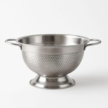 304 Paslanmaz Çelik Süzgeç - Kulplu & Ayaklı Tasarım | Makarna, Sebze ve Meyve Yıkama Kabı - Delikli, Bulaşık Makinesine Uygun