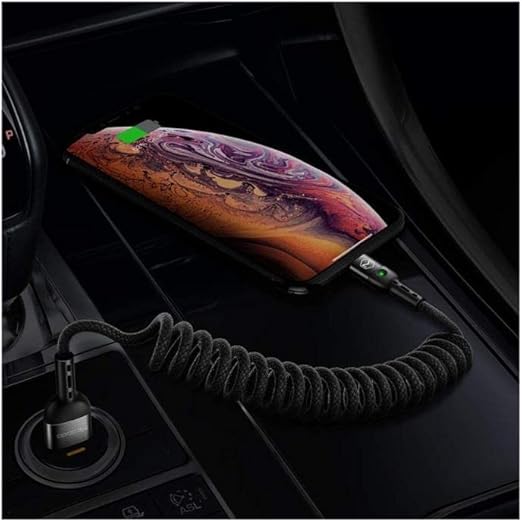 Lightning Spiral Ledli Örgü Kablo 1.8M 2A Siyah - Görsel 2