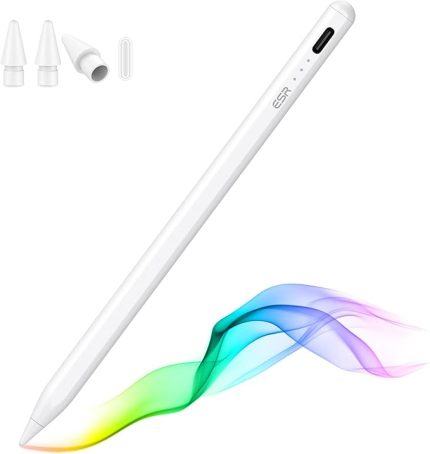 iPad 2018-2025 için kalem, Tilt Sensitivity, Palm Rejection, iPad 11 (A16)/10. Jen, Air 11"/13", Pro 11"/12,9"/13", Mini 6/5, beyaz
