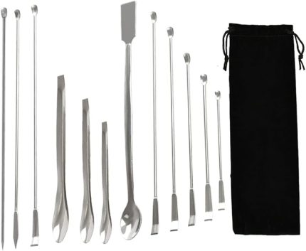 12 adet laboratuvar spatulası paslanmaz çelik laboratuvar kaşığı, mikro kaşık, tıbbi kaşık, mikro spatula, laboratuvar kaşığı, spatula, mikro laboratuvar kepçesi, örnekleme spatula, laboratuvar kaşıkları