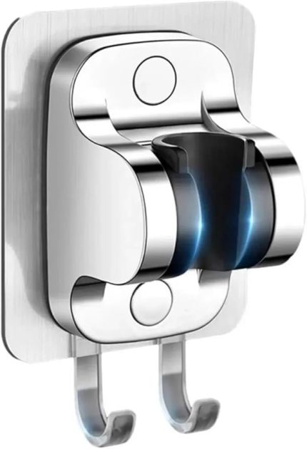 Yapışkanlı Duş Başlığı Tutucu, Ayarlanabilir El Duş Tutacağı Delme Yok Duvara Monte Su Geçirmez, Mafsal, Duş Askısı (Chrome)