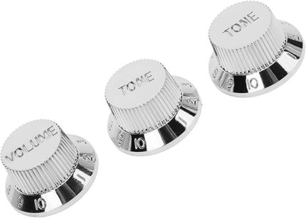 Bas Hacim Knob Plastik 2T1V GİTAR POTENTIOTER TOSU KONTROL HAKIM BAĞIMLI BASKILARI TAŞIYORUM BURAKLARI Güzel Dekoratif Rol Siyah 3 Adet Set (Gümüş)
