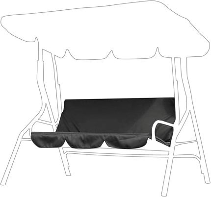 Salıncak yastığı, teras, su geçirmez sallanan hamak, 3 kişilik bank, yastık kılıfı, iç avlu bahçesi için sandalye koruması, 150 x 50 x 10 cm (siyah)