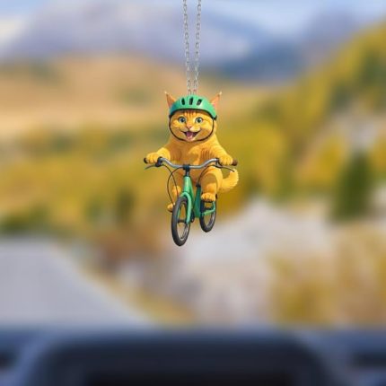 Ayna Süsü Bisikletli Kedi, Pleksi Malzeme, UV Baskılı 003