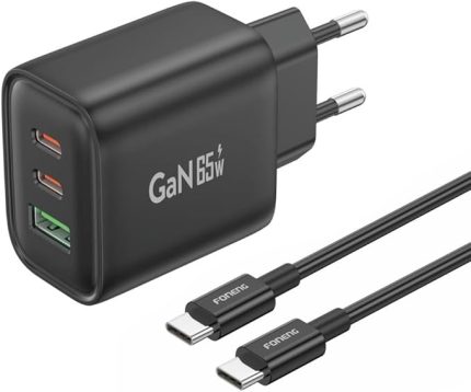 GAN10 Gan 65W 2xtype-C 1xusb 3 Girişli Hızlı Şarj Adaptörü - Siyah
