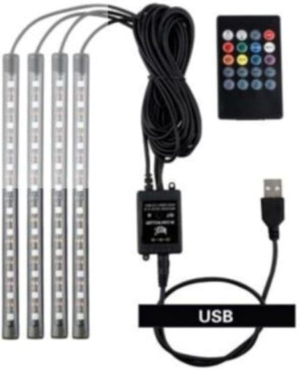 Araç Içi Aydınlatma Kumandalı Müziğe Duyarlı 12 Led Ayak Altı Led