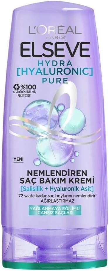 Paris Elseve Hydra [Hyaluronic] Pure Salisilik Asit içeren Yağlanma Karşıtı Nemlendirici Saç Kremi 250 ml