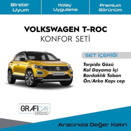 Design Volkswagen T-Roc Konfor Seti̇ - Saklama Alanları Kumaş Kaplama-Ses İzolasyon Amaçli Ürün