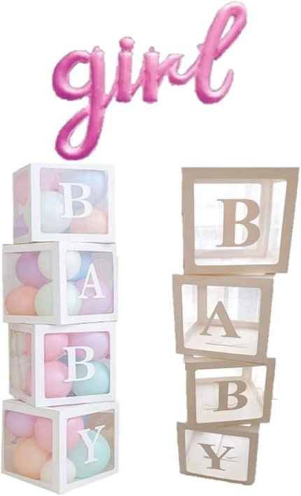 Baby Yazılı Şeffaf Balon Kutusu Gırl El Yazılı Folyo Balon ve Balon Seti