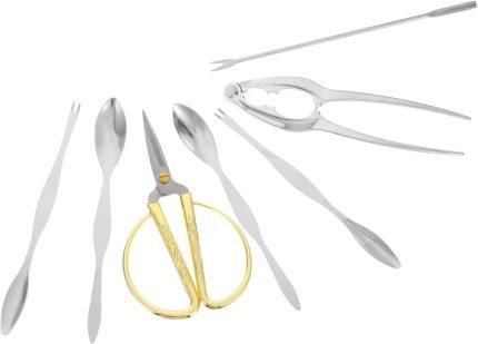 1 Set Paslanmaz Çelik Yengeç Pense Deniz Ürünleri Araçları Seti Yengeç Yeme Araçları Aileler Ve Restoranlar Için Çeşitli Renkler