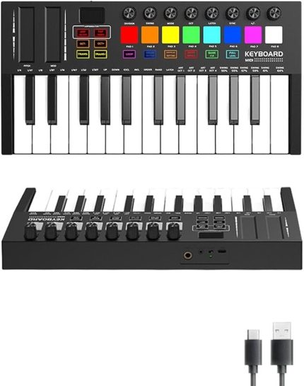 MD-255 Yeni Nesil Midi Klavye 25 Tuşlu 8 Hassasiyetli Lounch Pad 8 Ton Potansı