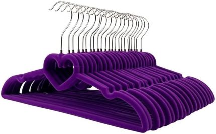 Serisi 20'li Ekonomik Paket Kadife Kaydırmaz Elbise Kıyafet Askısı, Mor