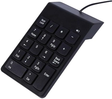 PX-1864 USB 2.0 Siyah Kablolu Numerik Klavye Keypad, USB Sayısal Tuş Takımı, PC Laptop Notebook İçin Kablolu NumPad, Ev Ofis Muhasebe Excel Veri Girişi Kullanımına Uygun
