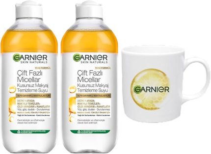 Skin Naturals 2'li Çift Fazlı Micellar Kusursuz Makyaj Temizleme Suyu (400 ml) Bardak Hediyeli