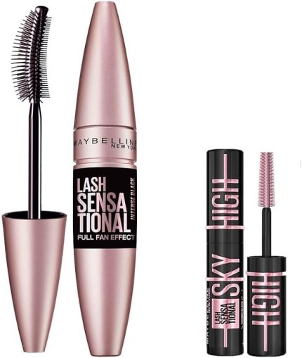New York Lash Sensational Yelpaze Etkili Intense Black Maskara - Ekstra Siyah 9.5 ml & Mini Lash Sensational Sky High Cosmic Black Maskara Makyaj Seti