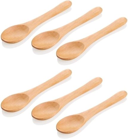 Home 6'lı Ahşap Mama ve Baharat Kaşığı Seti, Bambu Kaşık, Çevre Dostu ve Dayanıklı, Mutfakta Çok Yönlü Kullanım