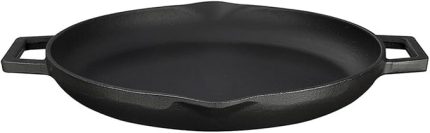 Döküm Yuvarlak Kızartma Tavası, Metal Kulplu, 26 cm, Siyah