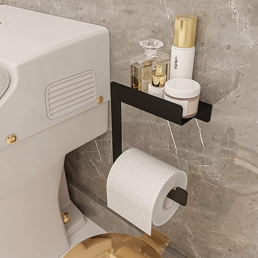 Tuvalet Kağıtlığı, Banyo Tuvalet Kağıtlık, Wc Tuvalet Kağıdı Tutucu, Banyo Tuvalet Kağıdı Askısı, Tuvalet Kağıdı Aparatı, Metal Tuvalet Kağıdı Standı (Metal, Siyah) - Görsel 4