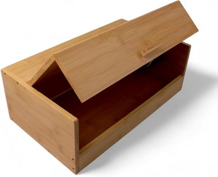 Bambu Ekmek Kutusu - Ekmek Dolabı, Çok Amaçlı Ekmeklik, Doğal Bambu Saklama Kutusu (40x23x14cm) - Mutfak, Tezgah ve Kiler İçin