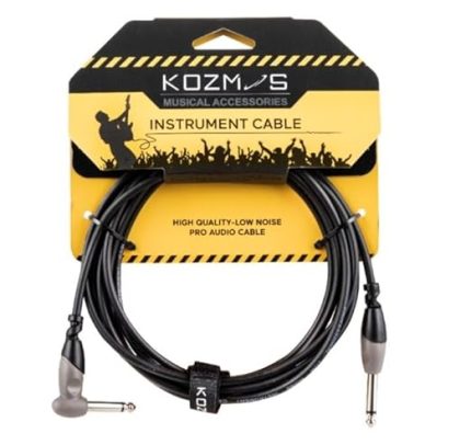 Joes KCL-156-3M Siyah-Gri 3 metre Açılı Gitar Enstrüman Kablosu Kozmos